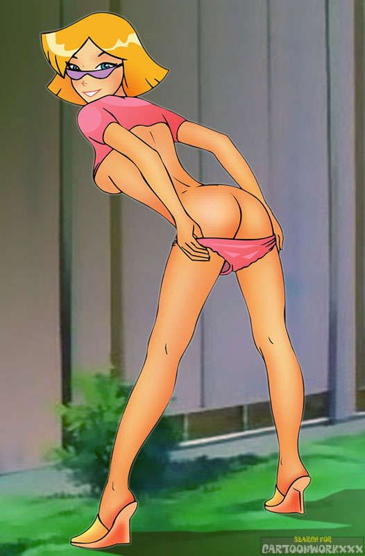 ass bent_over blonde_hair cartoonworkxxx clothes clover_(totally_spies) color day female female_only hair human looking_at_viewer outdoors public short_hair solo straight_hair tan_skin totally_spies