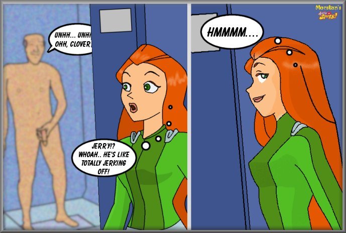 clothing comic female ginger_hair human jerry_lewis_(totally_spies) long_hair male morstan sam_(totally_spies) sam_simpson straight_hair totally_spies