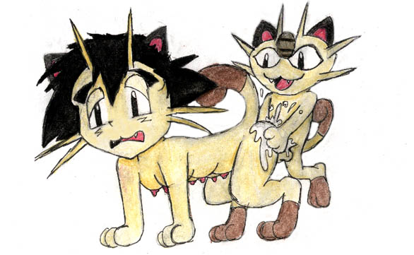 ash_ketchum kanada meowth nintendo pokemon rule_63 satoshi_(pokemon)