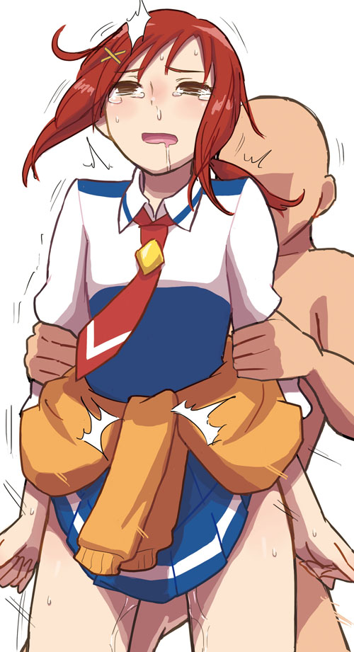 clothed clothed_sex clothing crying_with_eyes_open faceless_male gyuunyuu_(artist) hino_akane pretty_cure school_uniform skirt smile_precure tagme white_background