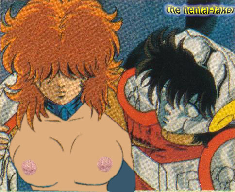 1boy 1boy1girl 1girls breasts eagle_marin edit female human light-skinned_female light_skin long_hair mask masked nipples pegasus_seiya red_hair saint_seiya shounen_jump silver_saints