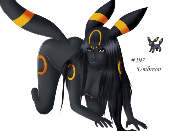 1girls all_fours anthro ass breasts clear_background color eeveelution exposed_breasts female female_only fur furry furry_ass furry_breasts furry_tail nintendo nudity pokemon pokemon_(species) solo sun-hime tail umbreon