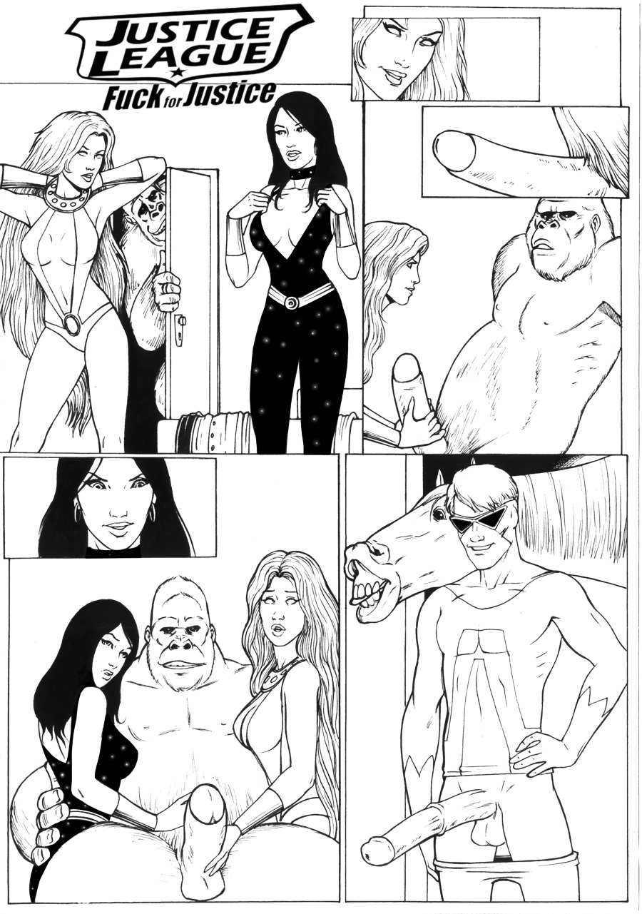 2girls animal_man congo_bill congorilla dc dc_comics donna_troy extro female huge_cock justice_league koriand'r monochrome starfire teen_titans troia