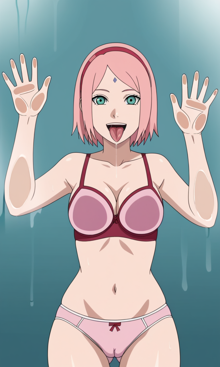 against_glass aged_up ai_generated ass bigmic145 boruto:_naruto_next_generations bra breast_press breasts breasts_against_glass cameltoe female female_only glass medium_breasts naruto naruto_(series) panties pink_hair sakura_haruno short_hair