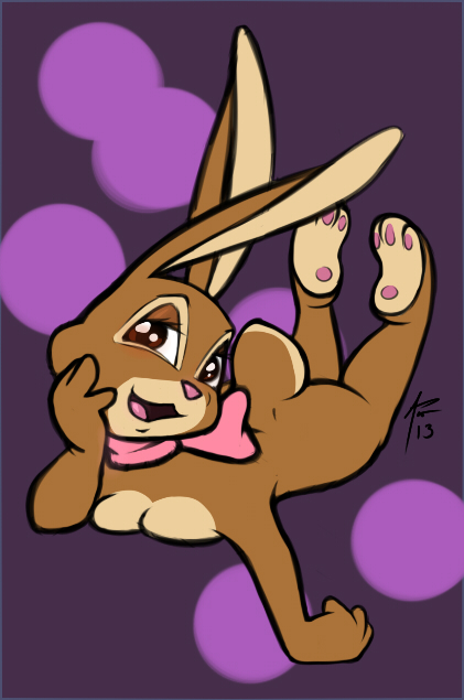 anthro bow brown_fur bunn cadbury cadbury_caramel_bunny female female_only fur furry mascot rabbit siroc solo tagme