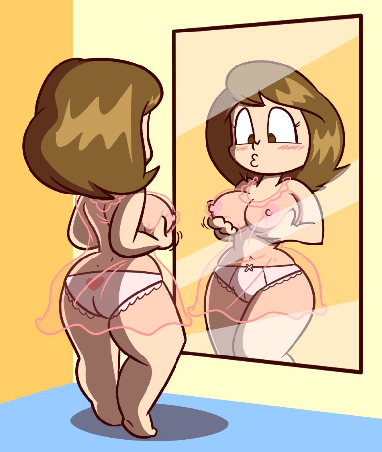 1girls ass breasts ceedoubleu female mai_machiko maicching_machiko-sensei mia_machiko mirror panties tagme