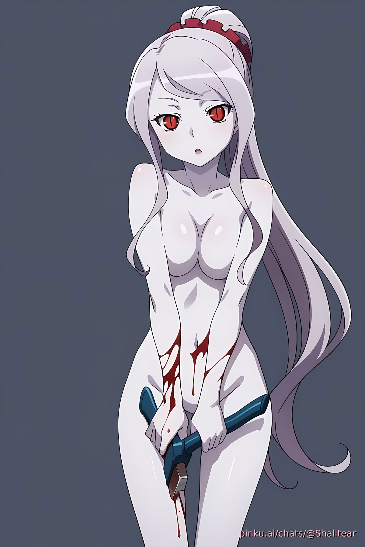 ai_generated blood_stain full_body hourglass_figure innocent overlord_(maruyama) pain pale_skin pinku.ai scratches shalltear_bloodfallen standing vampire wounded