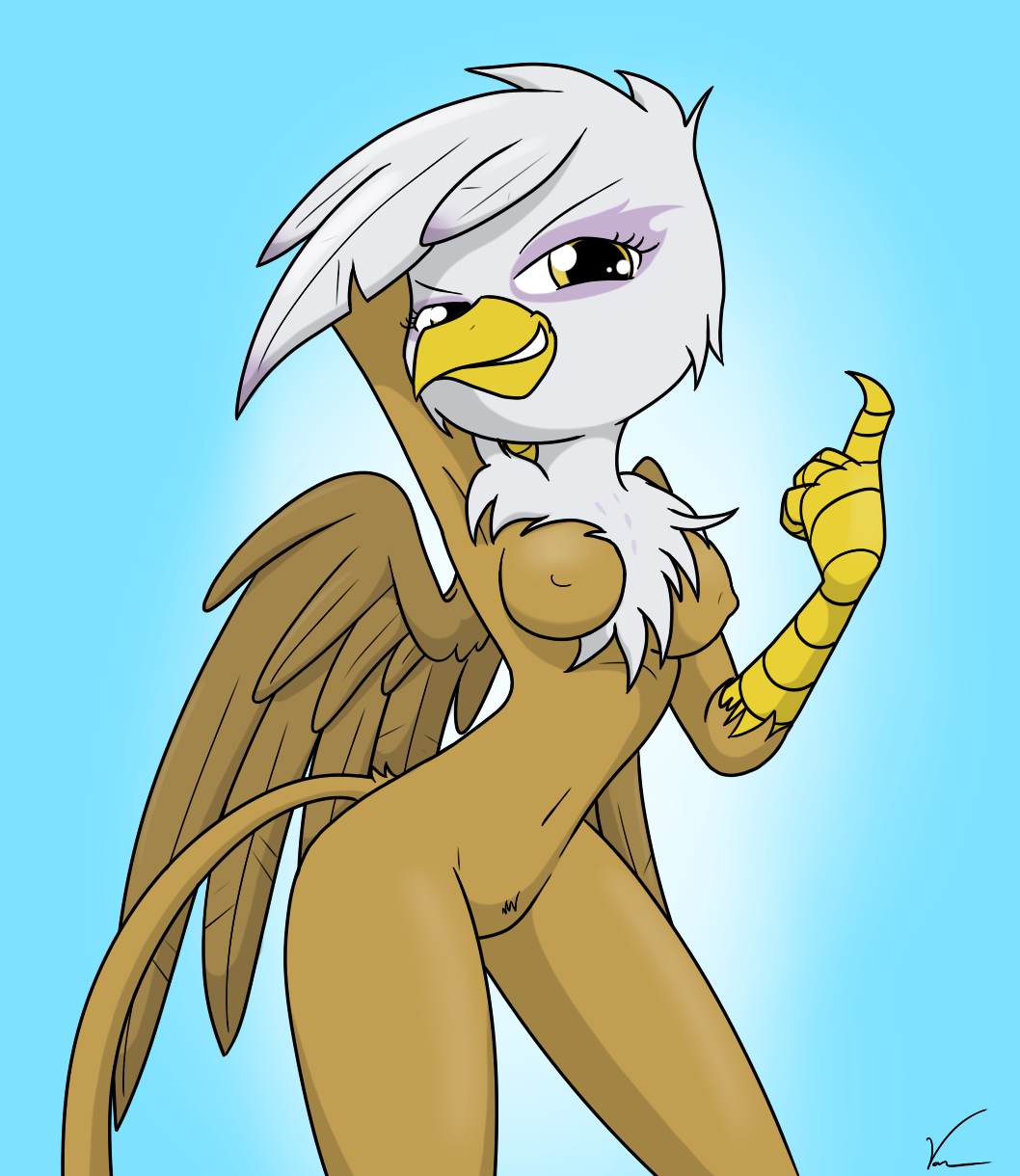 anthro avian breasts female friendship_is_magic furry gilda gilda_(mlp) gryphon kaostheory901 my_little_pony nipples nude solo wings