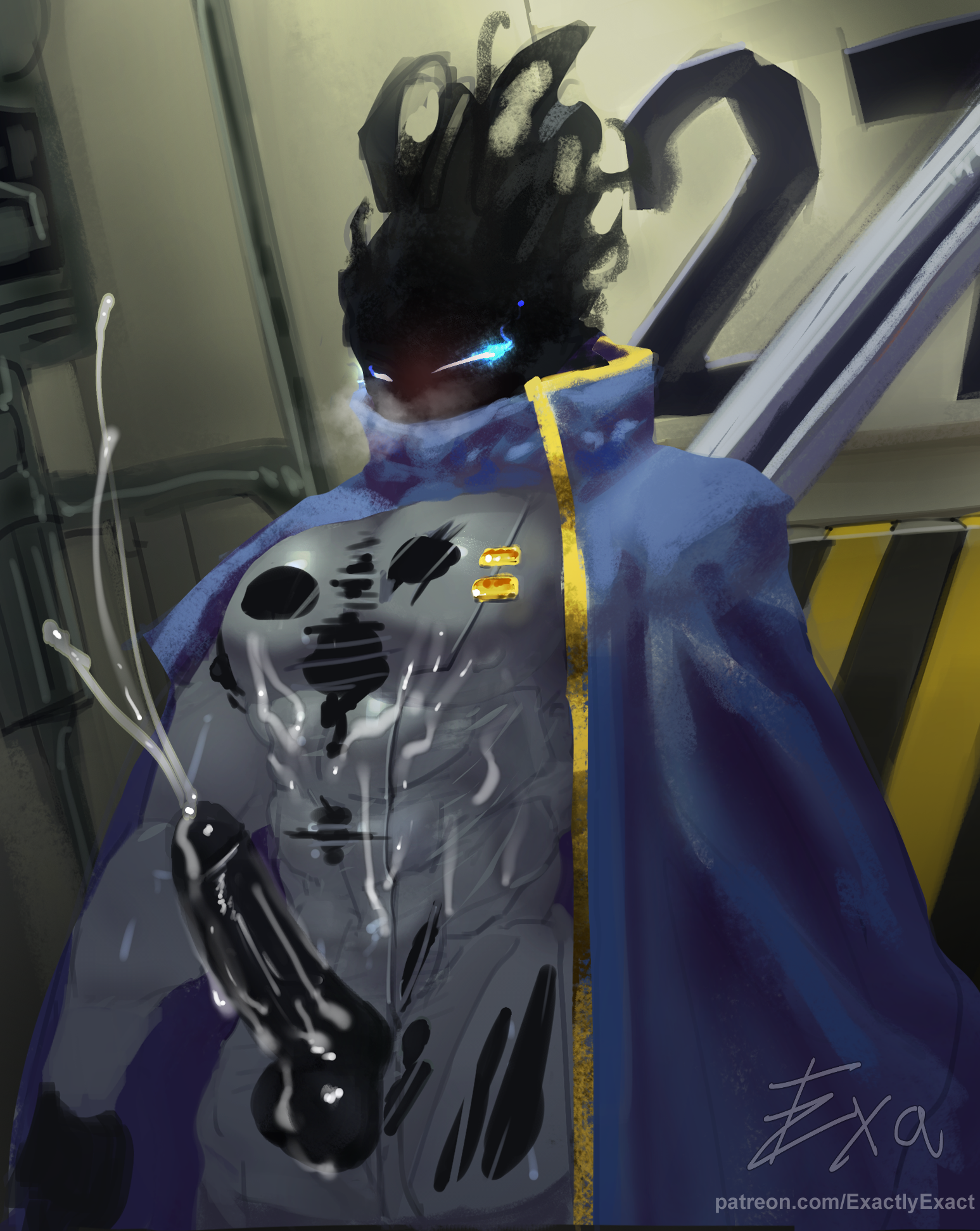 abnormality (project moon), abs, balls, bara, big balls, big penis, cum, der freischütz, der freischutz, erection, exactlyexact, gay, hi res, high resolution, huge cock, lobotomy corporation, male, male only, masturbation, monster, monster cock, muscular, muscular anthro, muscular male, muscular thighs, penis, project moon, solo, yaoi