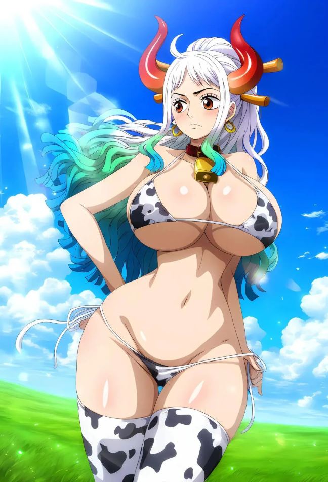 bovine breasts large_breasts milk multicolored_hair one_piece yamato_(one_piece)
