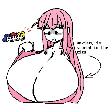 anxious aqprofilehai big_breasts blue_hair bocchi_the_rock! breast_awe breasts breasts_out female gigantic_breasts gotou_hitori hair_ornament huge_breasts ijichi_nijika kita_ikuyo lifting long_hair looking_down massive_breasts meme pink_hair red_hair shocked surprised text worried yamada_ryou yellow_hair