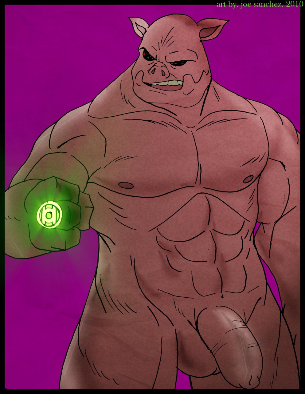 1boy balls dc flaccid foreskin green_lantern kilowog male male_only muscular nude penis solo uncut