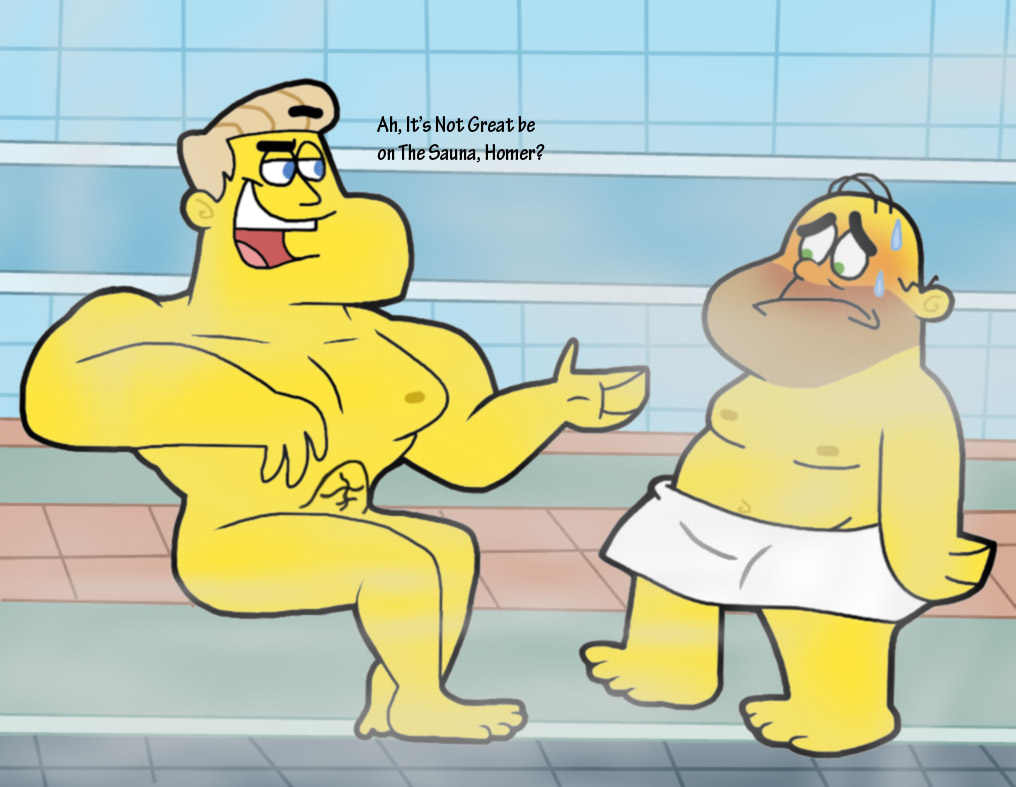 color homer_simpson human indoors male male_only multiple_males nude rainier_wolfcastle sitting tagme the_simpsons yaoi