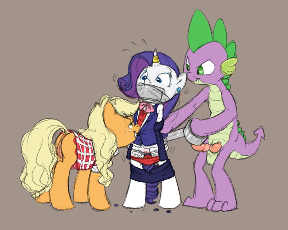 applejack_(mlp) carnifex dragon earth_pony equine female friendship_is_magic fur horse male my_little_pony pony rarity_(mlp) spike spike_(mlp) straight_hair unicorn