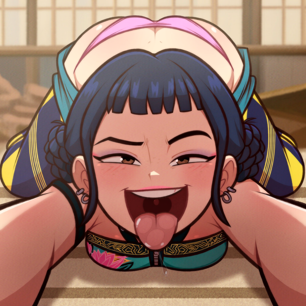 1girls, ai generated, black hair, butt crack, clothed, eyes open, facing viewer, female, front view, indoors, inside, kpop demon hunters, light skin, light-skinned, light-skinned female, looking at viewer, mouth open, novelai, on knees, open eyes, open mouth, panties, pink panties, saliva, short hair, solo, solo female, solo focus, tongue, tongue out, underwear, zoey (kpop demon hunters)