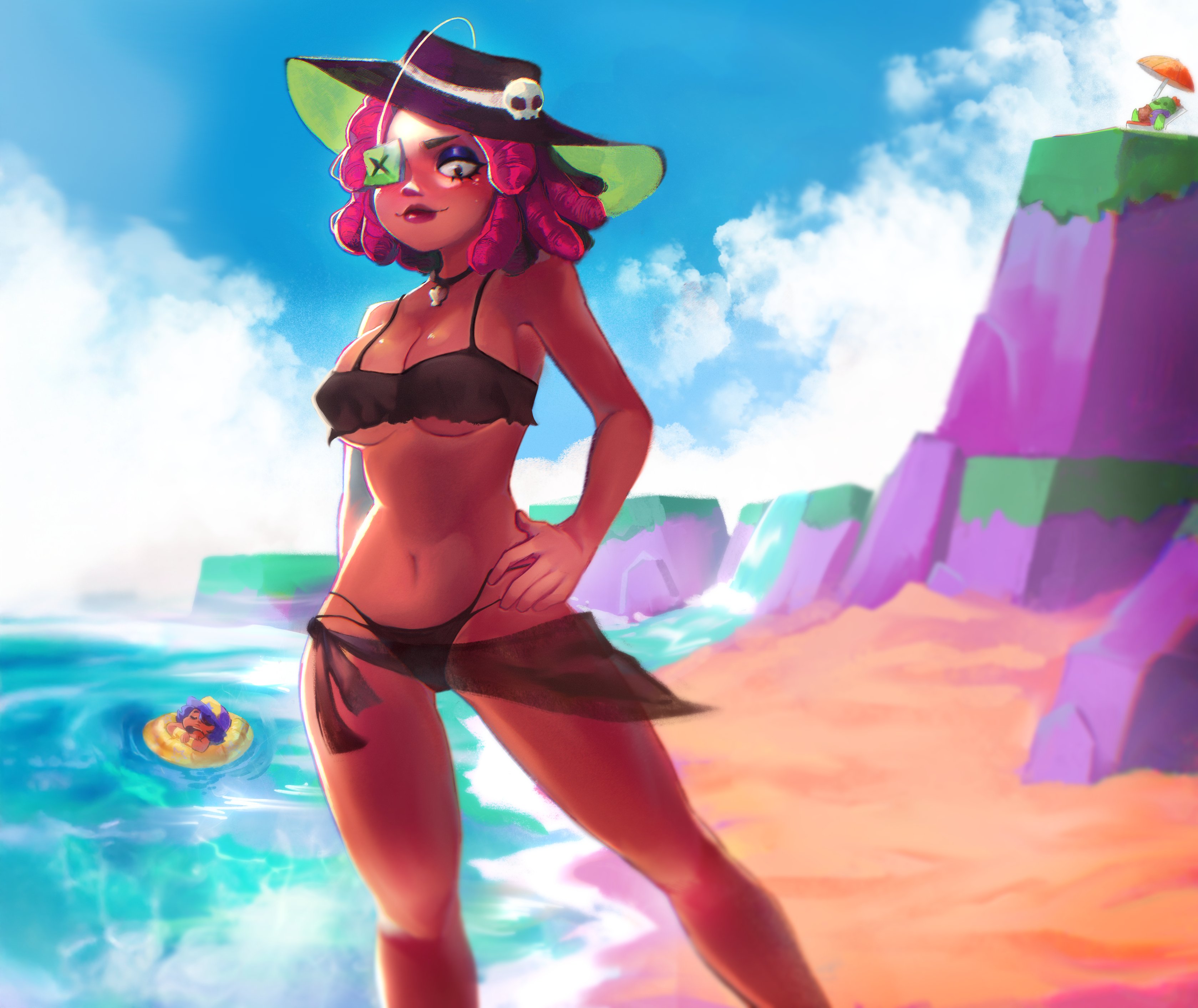 bikini, brawl stars, juju (brawl stars), sandy (brawl stars), solo focus, supercell, tagme