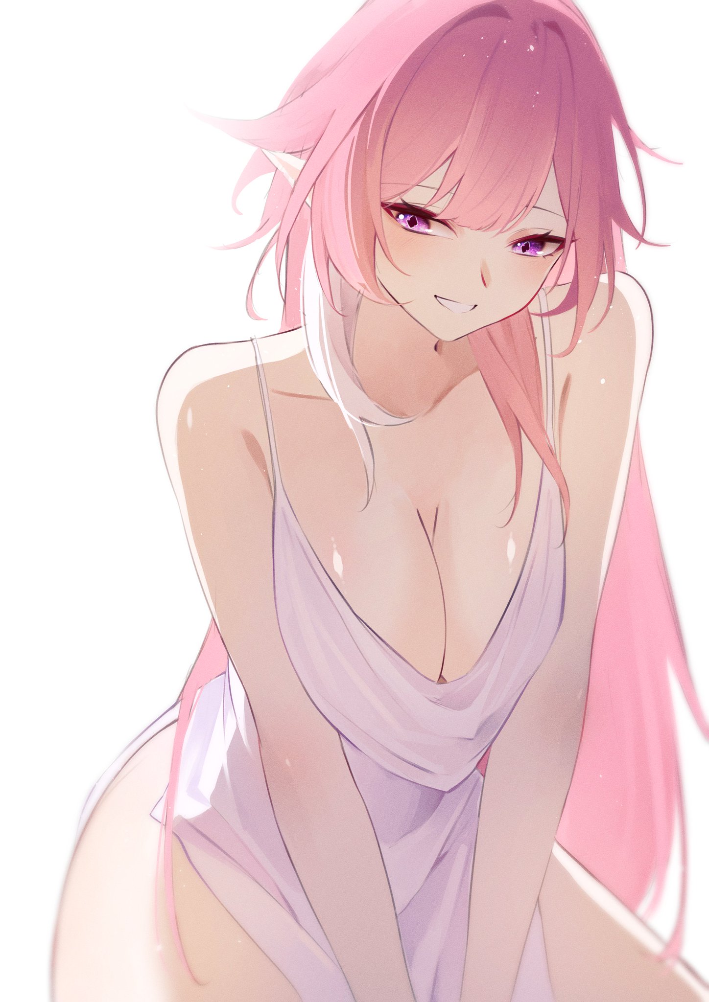 1girls, big breasts, breasts, breasts out, cyrene (demiurge) (honkai: star rail), cyrene (honkai: star rail), cyrene (ripples of past reverie) (honkai: star rail), exposed breasts, female, female only, honkai (series), honkai: star rail, hoyoverse, large breasts, long hair, mihoyo, pink hair, purple eyes