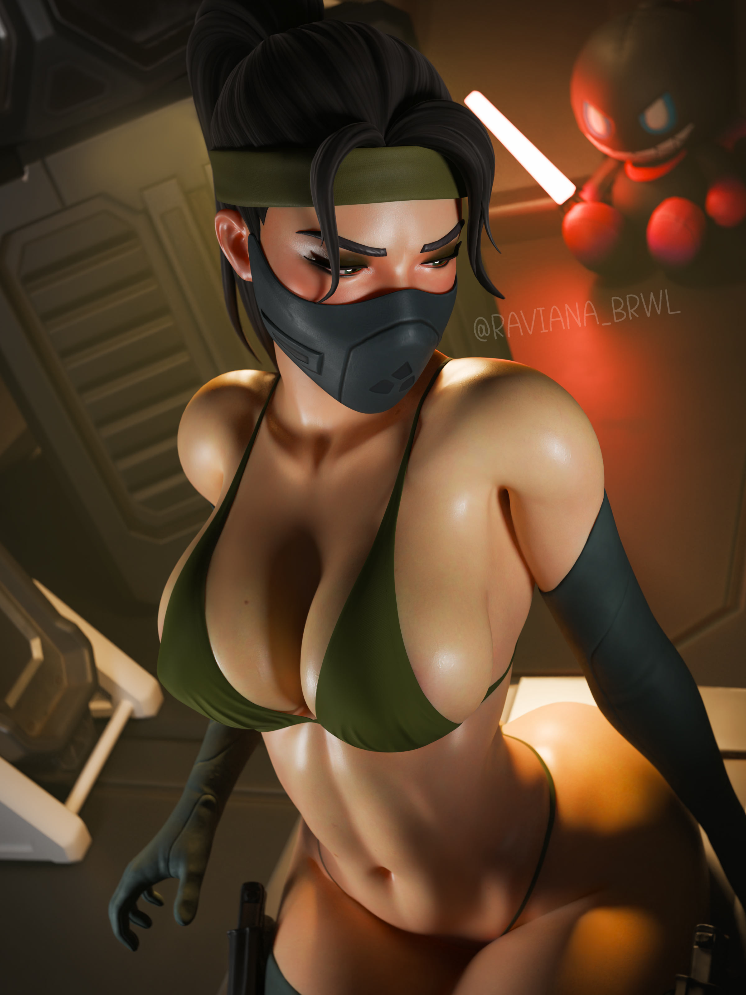1female, 1girls, 2026, 3d, armwear, ass, bare shoulders, big boobs, big breasts, big tits, bikini, bikini bottom, bikini top, blush, blushing, boobs, breasts, butt, cleavage, curvaceous, curvy, curvy female, curvy figure, epic games, female, female only, fortnite, fortnite: battle royale, glistening, grace crowne, legwear, light skin, light-skinned female, looking away, mask, masked, masked female, navel, ponytail, raviana brwl, sitting, skimpy bikini, tits, voluptuous
