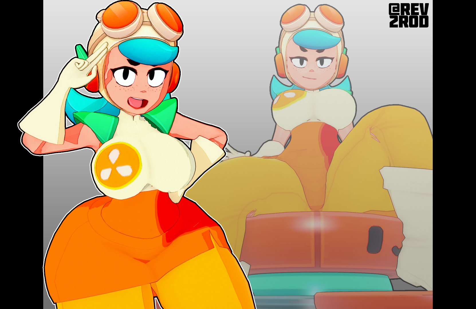 ass, big ass, big breasts, brawl stars, breasts, cyan hair, looking at viewer, open legs, rev2rod, seductive, seductive look, solo, solo female, supercell, tagme, thick thighs, wendy (brawl stars)