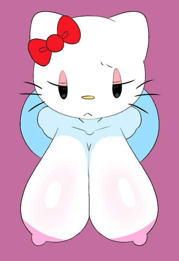 1girls big_ass big_booty big_breasts breasts eyebrows feline female female_only hello_kitty hello_kitty_(character) hello_kitty_(series) kitty_white red_bow red_bowtie sanrio savagensfw solo solo_female whiskers yellow_nose