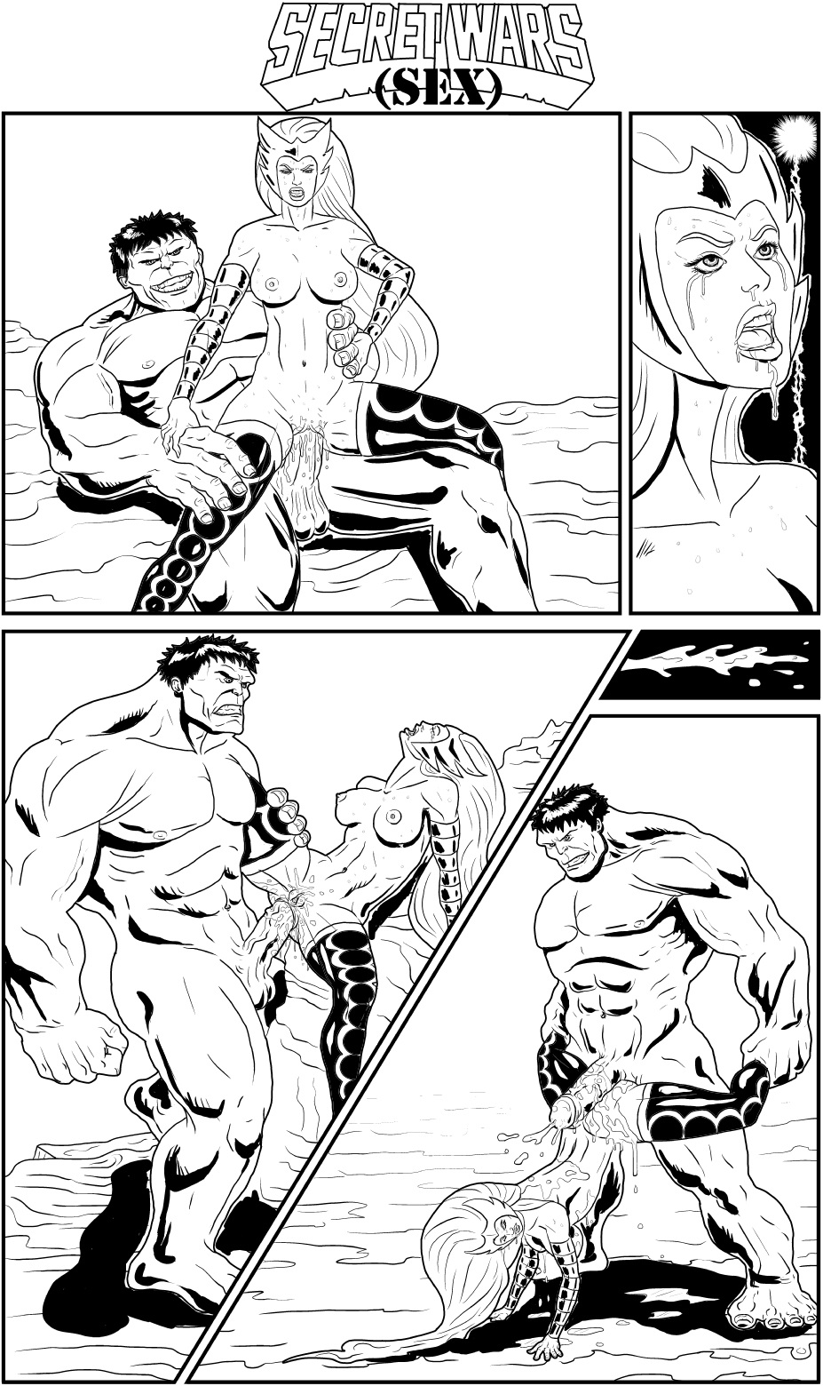 amora_the_enchantress anal avengers breasts cum_on_body fucked_silly hulk long_hair marvel marvel_comics monochrome nipples rough_sex secret_wars size_difference tears theamfioxus thighhighs thor_(series) tiara