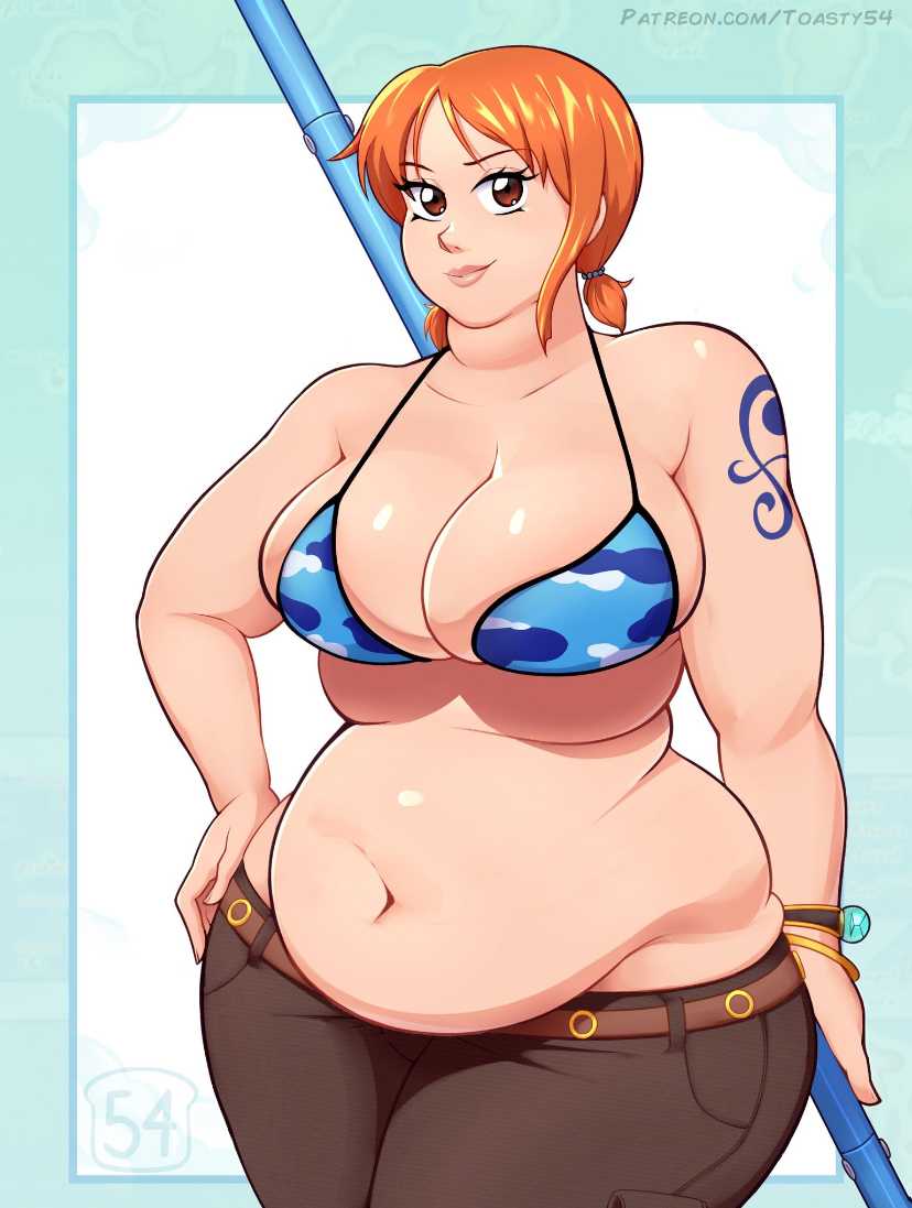 bbw belly_overhang big_belly big_female blush chubby chubby_female embarrassed fat fat_ass fat_female fat_fetish fat_girl fat_rolls fat_woman fatty female female_only large_female nami nami_(one_piece) obese obese_female one_piece overweight overweight_female pig plump pork_chop pudgy_belly thick_thighs toasty_54 tubby weight_gain