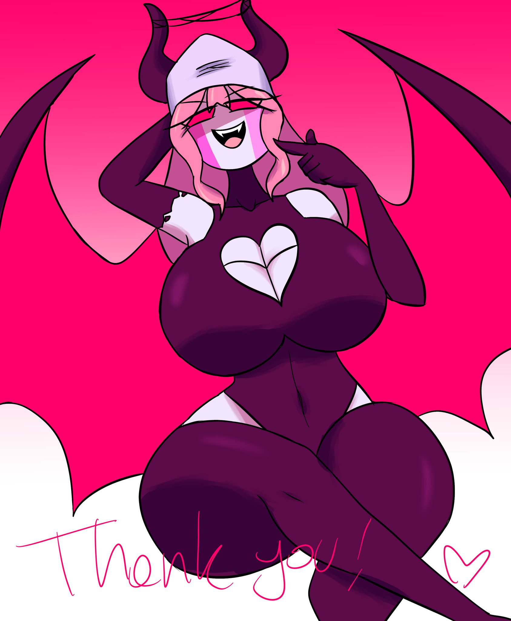 1girls, big breasts, boob window, breasts, cleavage, demon, demon girl, fangs, female, friday night funkin, friday night funkin mod, full comfort, gift art, horns, mid-fight masses, neapolitan, nun, open mouth, pink body, pink hair, pink skin, red eyes, sarvente (demon form), sarvente (dokki.doodlez), solo, solo female, stockings, succubus, thank you, thick hips, thick thighs, thighhighs, thighs, white background, wings