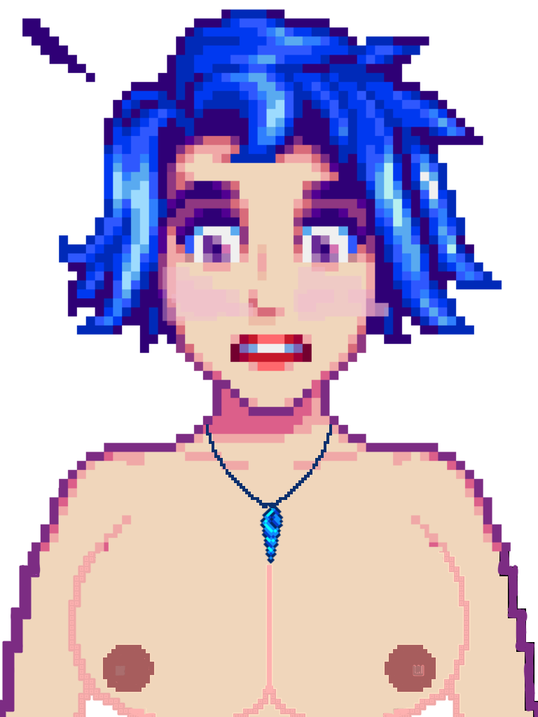 big_breasts blue_hair emily_(stardew_valley) nipples pendant solo_female stardew_valley