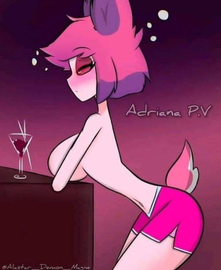 alastor_(hazbin_hotel) alastoria_(hazbin_hotel) alcohol demon_girl drunk drunk_bubble female_alastor_(hazbin_hotel) female_only gender_transformation genderswap genderswap_(mtf) hazbin_hotel leaning_forward leaning_on_elbow leaning_on_object rule_63 shirtless shirtless_female shorts succubus usagi_star wine_glass