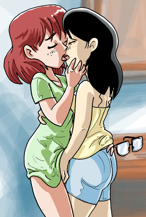 clothed david_willis female fingering glasses it's_walky jennifer_billingsworth kissing multiple_girls ruth_lessick webcomic yuri