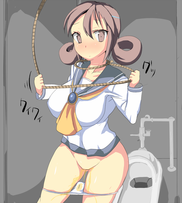 1girls clothing corpse_party female_focus female_only imminent_death imminent_suicide indoors panties panties_down peeing rope school_uniform seiko_shinohara solo squat_toilet suicide tagme toilet twintails urine