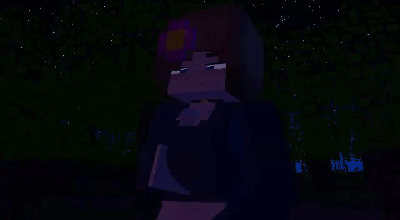 1girls, 3d, animated, animated gif, big boobs, big breasts, big tits, boobs, breasts, english, english commentary, english text, exposed boobs, exposed breasts, female, female focus, female only, forest, gif, jenny belle (slipperyt), minecraft, night, night background, night sky, nipples, solo, solo female, tagme, text, tits, tits out