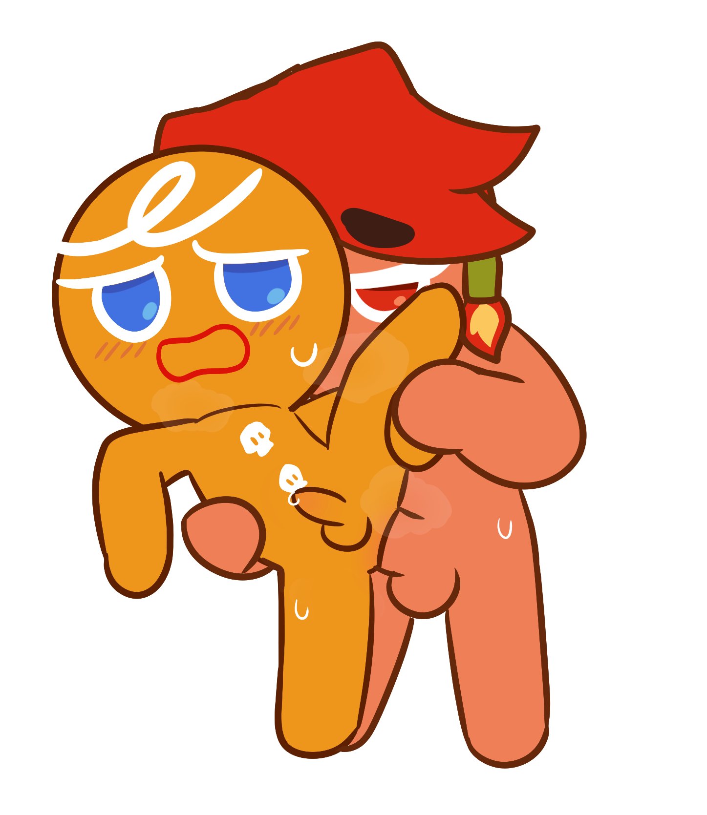 2boys anal anal_penetration anal_sex blue_eyes blush blush_lines blushing brown_body cloud cookie cookie_run cookie_run:_tower_of_adventures cookie_run_kingdom cookie_run_ovenbreak crushed_pepper_cookie devsisters duo duo_male gay gingerbrave gingerbread_cookie gingerbread_man kuwoesque male male_only musk musk_clouds penis red_eyes tagme_(character) white_hair