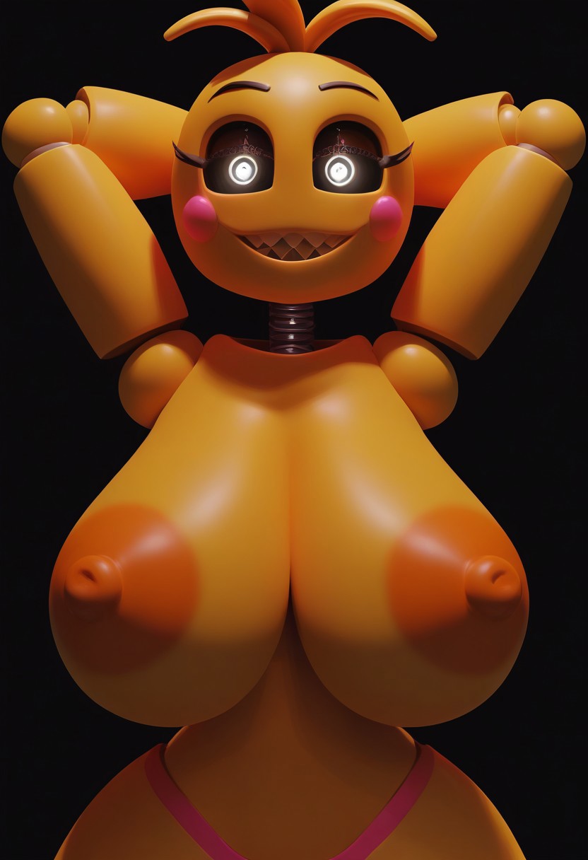 ai_generated animatronic animatronic_female animatronic_girl arms_behind_head arms_up black_background black_sclera blush_stickers breasts breasts breasts_bigger_than_head civitai coloredbin.ai coloredbin_ai evil_grin eyelashes female female_anthro female_focus female_only five_nights_at_freddy's five_nights_at_freddy's_2 glowing_eyes grin grinning grinning_at_viewer hair_tuft hands_behind_head huge_breasts huge_breasts joints large_breasts large_tits long_eyelashes looking_at_viewer massive_breasts massive_tits orange_nipples pink_thong plump_breasts presenting presenting_breasts robot robot_girl robot_humanoid robot_joints seductive seductive_grin seductive_look sharp_teeth simple_background solo solo_anthro solo_female solo_focus solo_robot tall_female thick_hips thong thong_bikini thong_underwear tits_bigger_than_head top_heavy top_heavy_breasts toy_chica_(fnaf) white_eyes wide_hips yellow_body yellow_skin