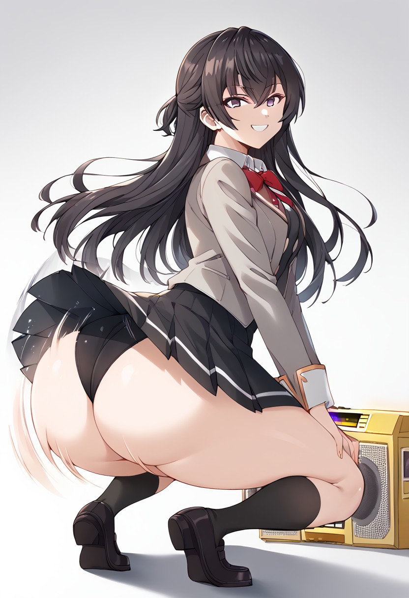 1girls ai_generated ass ass_shake black_panties black_skirt black_socks black_vest boombox buttons collared_shirt cropped_jacket gold_boombox_(prevence) grey_jacket hypnosis jacket lapels loafers long_hair long_sleeves looking_at_viewer looking_back notched_lapels panties pleated_skirt red_bow red_bowtie school_uniform seiren_academy_school_uniform shirt shoes skirt smile socks solo suou_yuki tease teasing tokidoki_bosotto_russian_de_dereru_tonari_no_alya-san twerk twerk_hypnosis twerking uniform upskirt vest