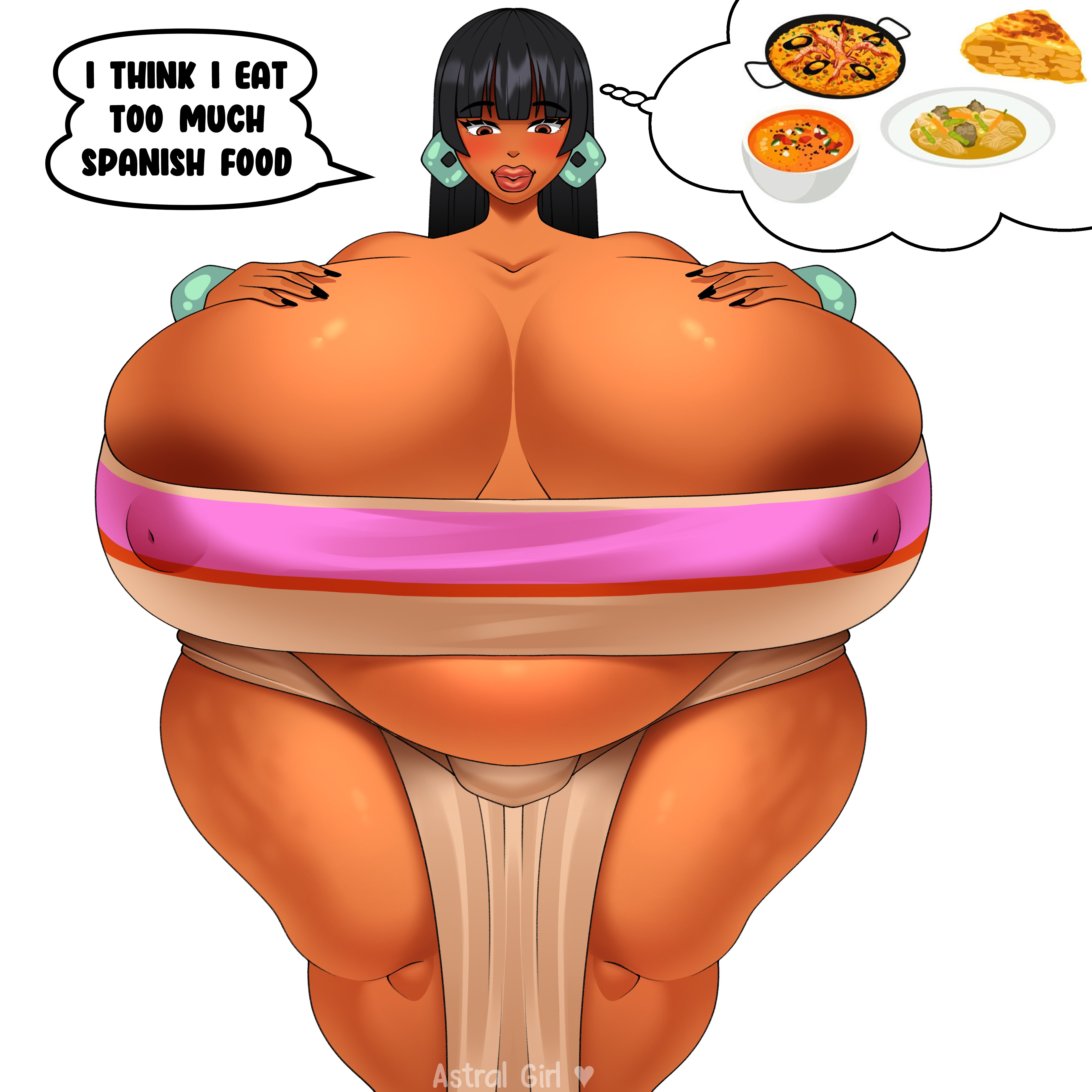 1girls, astral girl, bbw, breasts, chel, female, female only, gigantic breasts, massive breasts, overweight, overweight female, standing, the road to el dorado, weight gain