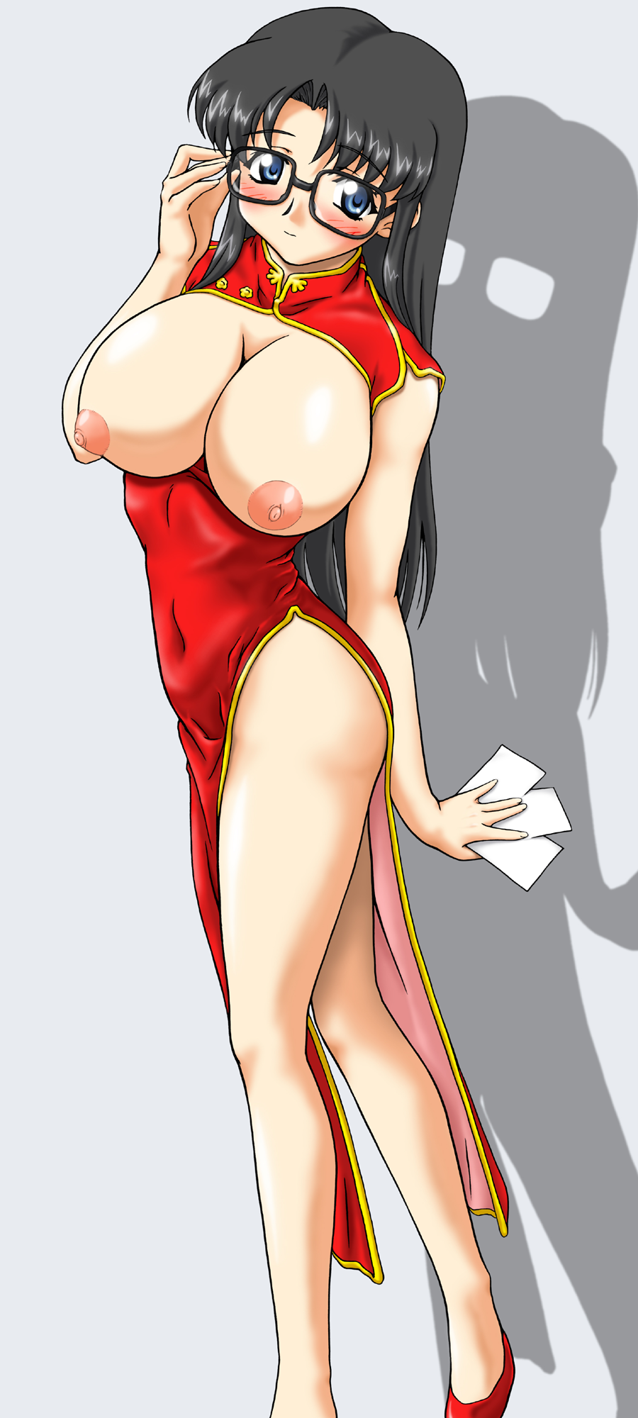 clothing dress glasses large_breasts read_or_die ta152_(graf_zeppelin) tagme yomiko_readman