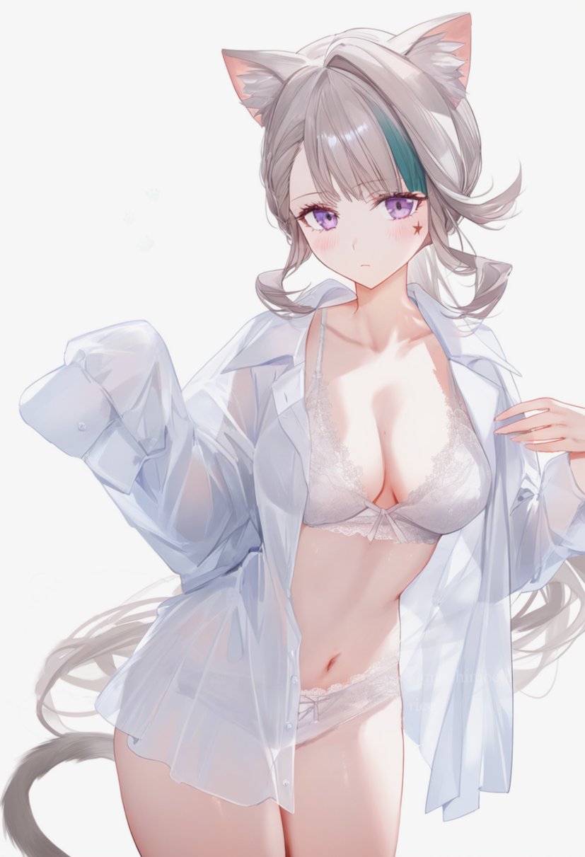 1girls, ai generated, cat ears, cat girl, cat tail, catgirl, female, genshin impact, lynette (genshin impact), nai diffusion, stable diffusion