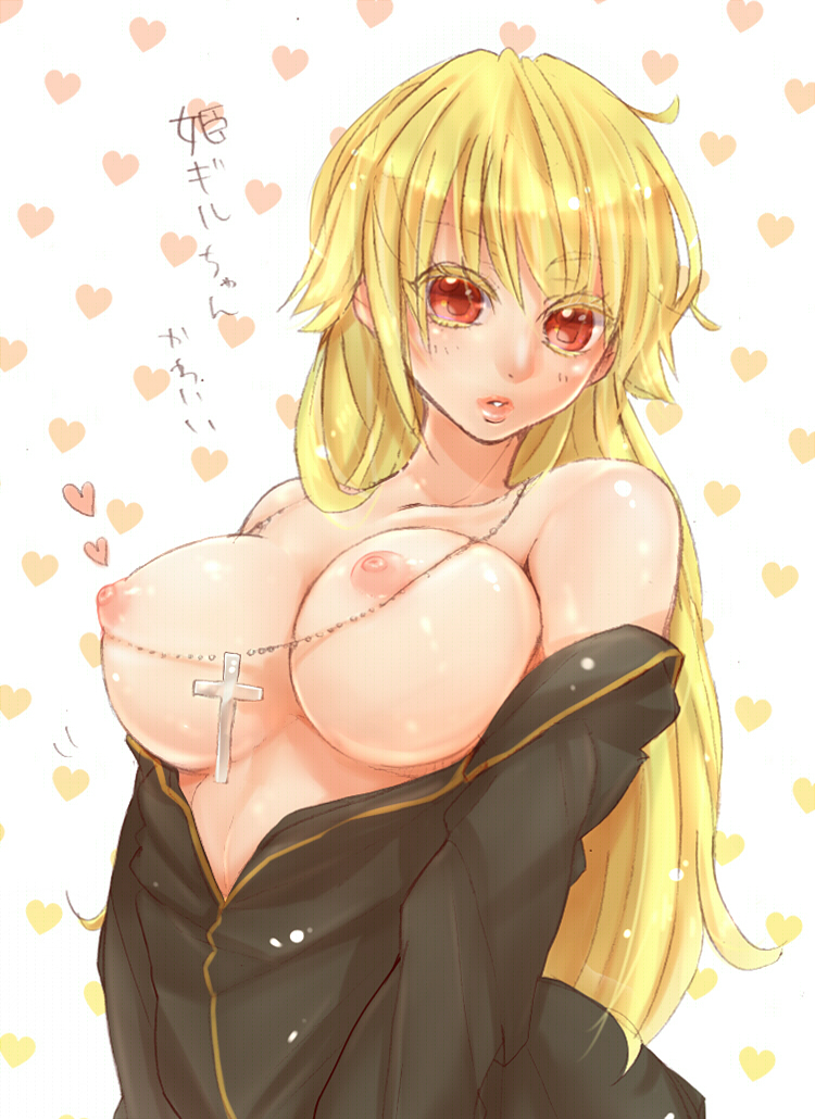 1girls breasts breasts_out fate/stay_night fate/zero fate_(series) female gilgamesh gilgamesh-ko gilgamesh_(fate) heart hearts jacket open_clothes rule_63 solo tagme