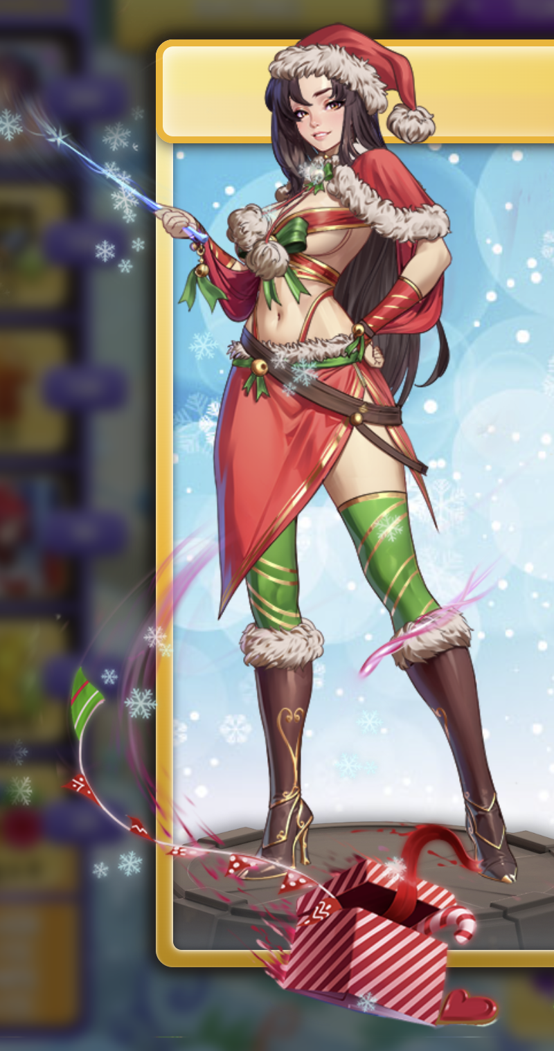 brown_hair christmas clothed clothed_female fap_titans girl green_socks grey_rose high_heel_boots holidays nutaku red_hat red_skirt santa_hat white_skin winter