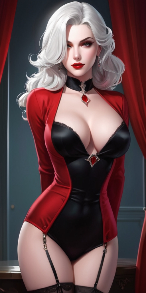 1girls ai_generated blue_eyes carmilla_(castlevania) castlevania choker female female_only illustration leonardo_ai lingerie long_hair looking_at_viewer nightmare_waifu pale-skinned_female red_lingerie red_lipstick seductive_look sedy sexy.ai slim vampire_girl white_hair yassification