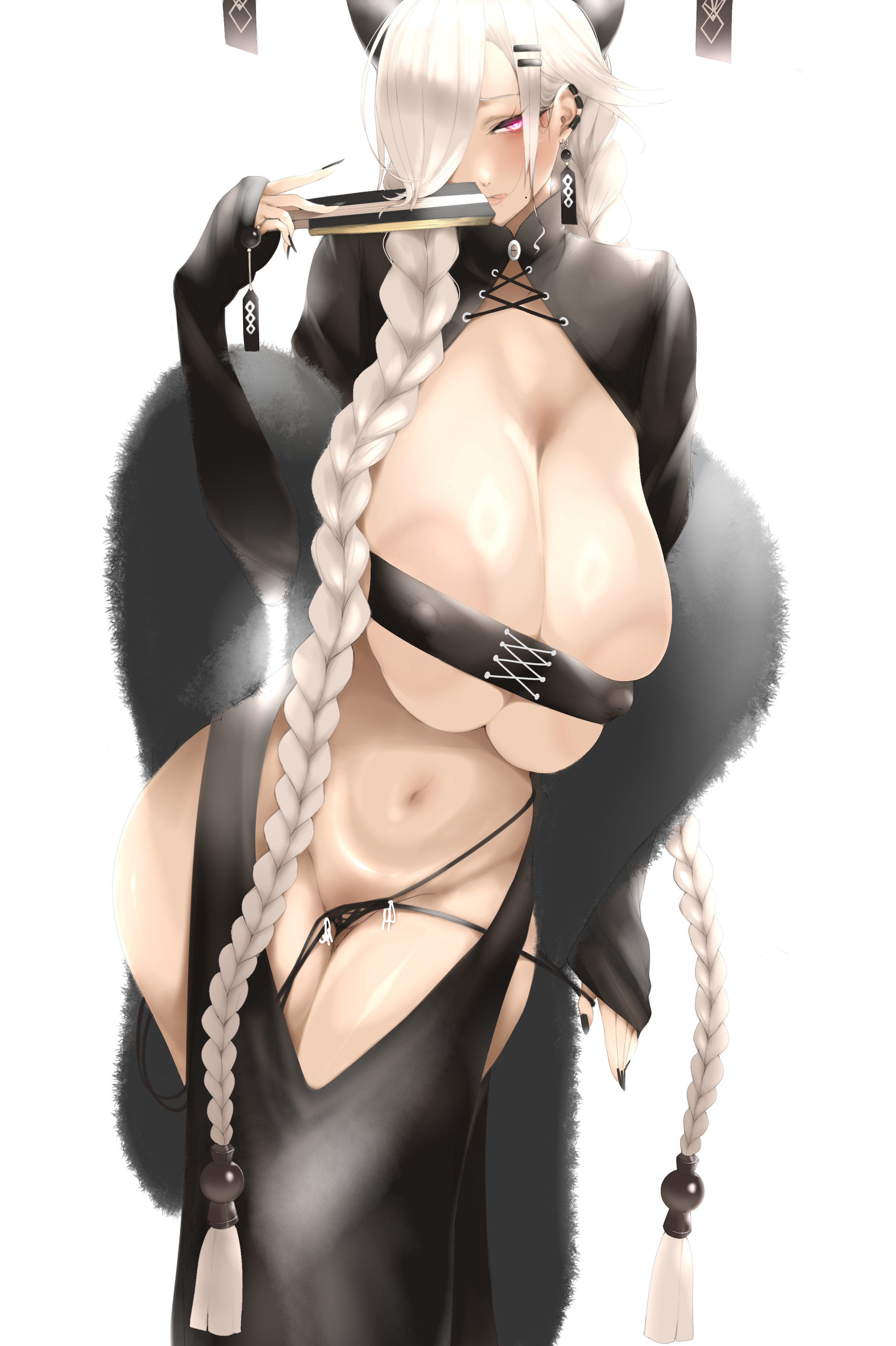 1girls, aizawa marimo, areola slip, areolae peeking, azur lane, breasts, bursting breasts, female, female only, gigantic areola, huge areolae, huge breasts, nipple bulge, owari (azur lane), revealing clothes, sagging breasts, skimpy, solo, solo female, standing, voluptuous, wide hips