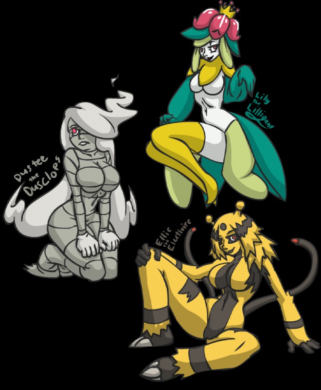 anthro breasts color dusclops electivire exposed_breasts female female_only fur furry furry_breasts interspecies lilligant multiple_females nudity pokemon