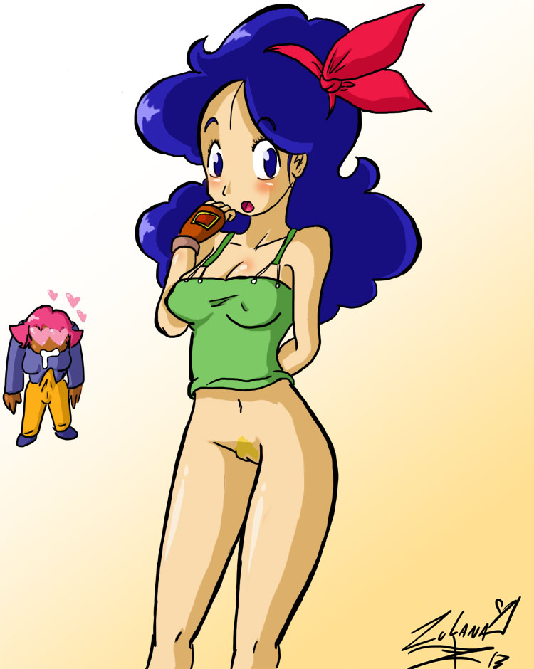 1futa 2girls blue_hair bottomless clothes color dragon_ball female futa futanari good_launch hair human launch long_hair tagme zulana