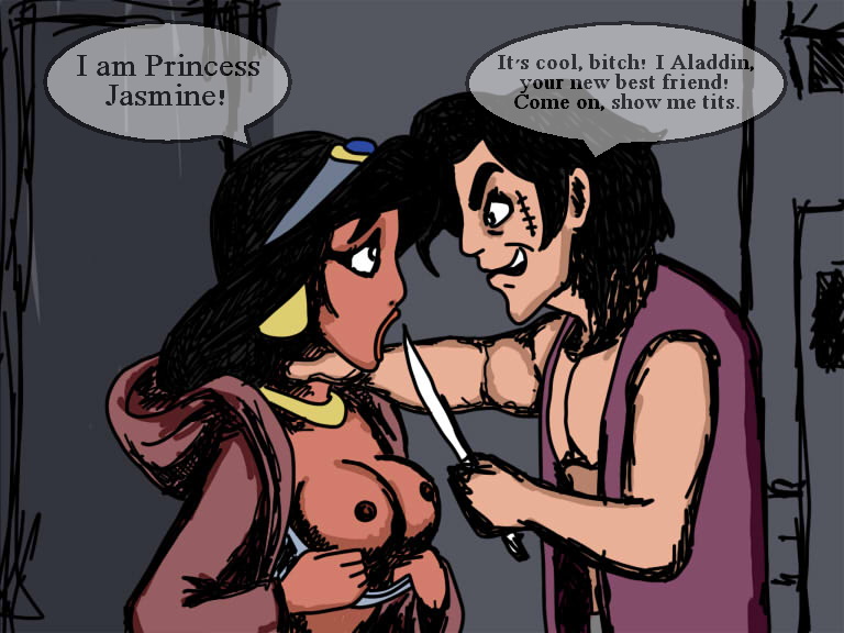 1001_nights 1boy 1girls aladdin aladdin_(character) disney disney_prince disney_princess fairy_tales female human literature male nipples peasant peasant_woman princess_jasmine public_domain royalty straight tagme threatening vylfgor