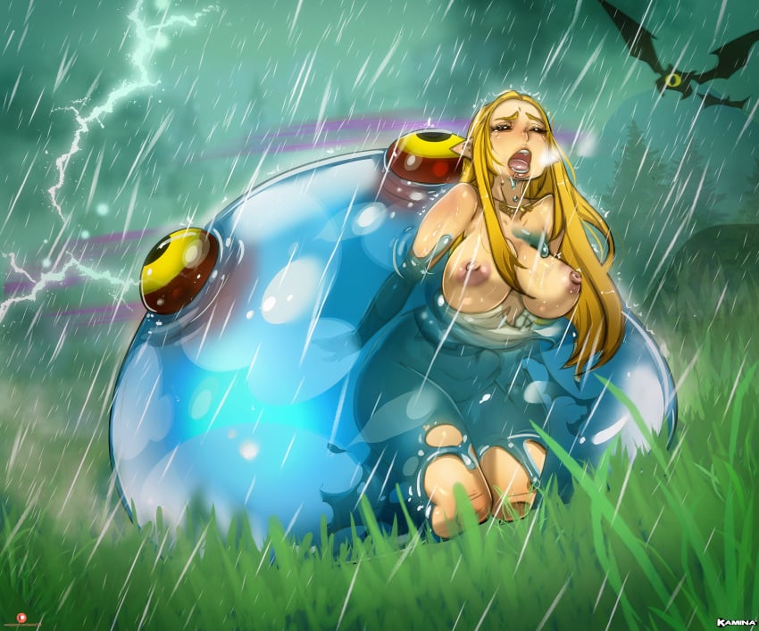 1girls blonde_hair blush breasts breath_of_the_wild chuchu curvy eaten_then_fucked female from_behind goo goo_creature interspecies kamina1978 keese_(the_legend_of_zelda) legs_together long_hair monster nintendo nipples nude open_mouth princess_zelda rain rape restrained slime the_legend_of_zelda vore what wide_hips zelda_(breath_of_the_wild)