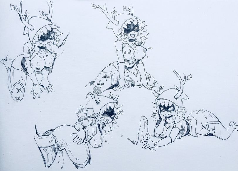 1boy, 1girls, adventure time, black and white, boots, bottomless, female, fuck me boots, grass hair, high heel boots, high heels, horns, huntress wizard, long legs, male, sex, thigh highs, thighhigh boots, twistedterra
