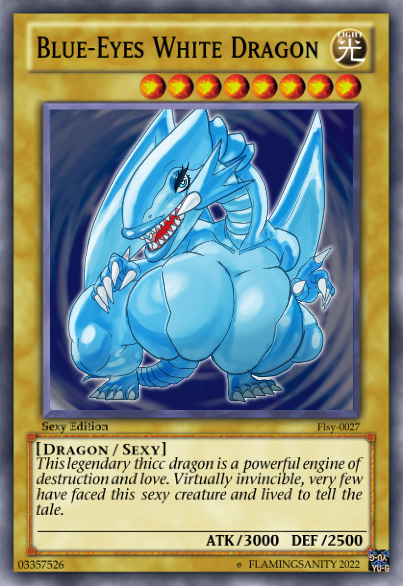 big_ass blue-eyes_white_dragon card casual casual_nudity clothed dragon dragon_girl female female_only flamingsanity huge_breasts inner_sideboob teasing yu-gi-oh! yu-gi-oh!_card