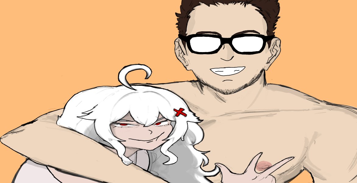 beelceteam darkraimola darkraimola_girlfriend eriskrai erispheria glasses goddess jackreaper lo_que_darkraimola_se_perdio_por_huevon muscular_male red_eyes smile virtual_youtuber vtuber white_hair