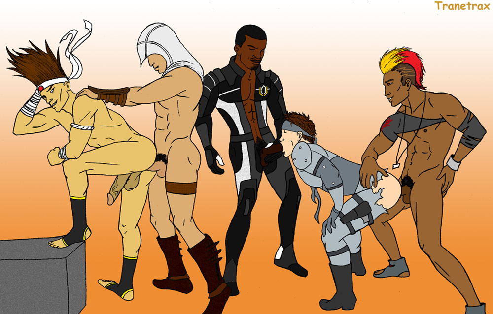 5boys african_male altair_ibn_la-ahad anal_penetration anal_sex arab_male armband asian asian_male assassin's_creed assassin's_creed_(series) balls beard bioware black_hair body_markings brown_eyes brown_hair brown_skin cheek_bulge closed_eyes crossover dark-skinned_male facial_hair fatal_fury fellatio final_fantasy final_fantasy_xiii footwear forehead_protector fuck_and_suck gadot gay goatee gradient_background group_sex hand_on_ass hand_on_head hand_on_shoulder headband holding_penis hooded human interracial jacob_taylor joe_higashi king_of_fighters leg_up legs_apart looking_at_viewer male male_only mass_effect metal_gear metal_gear_solid multicolored_hair multiple_males multiple_penises necklace open_clothes oral_sex orange_background orgy pale-skinned_male penis penis_out solid_snake spitroast square_enix suck_and_fuck sucking testicles thigh_strap thrusting_into_ass toeless_footwear torn_pants tranetrax ubisoft veiny_penis white_background wrapped_arms yaoi yellow_skin